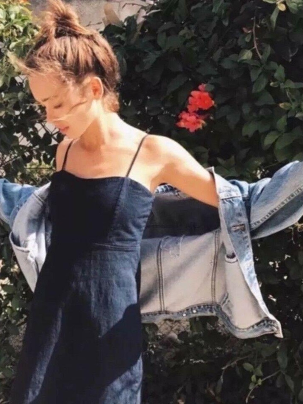BRANDY MELVILLE Karla Dress Cotton Made in Italy!Spaghetti Strap Navy Size Small